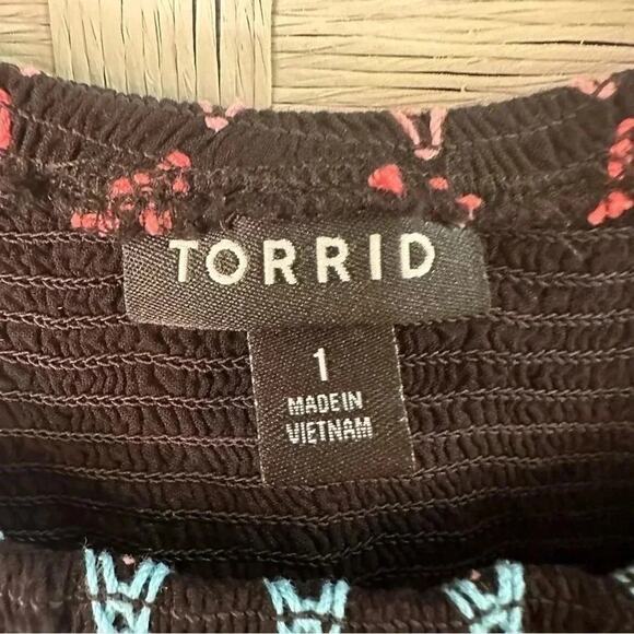 Torrid Smocked Halter Top - Crinkle Gauze Black stretchy soft top - Picture 7 of 10